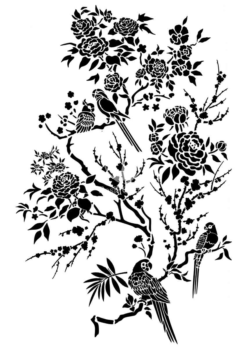 Posh Chalk Stencil Oriental Garden - Regained Relics