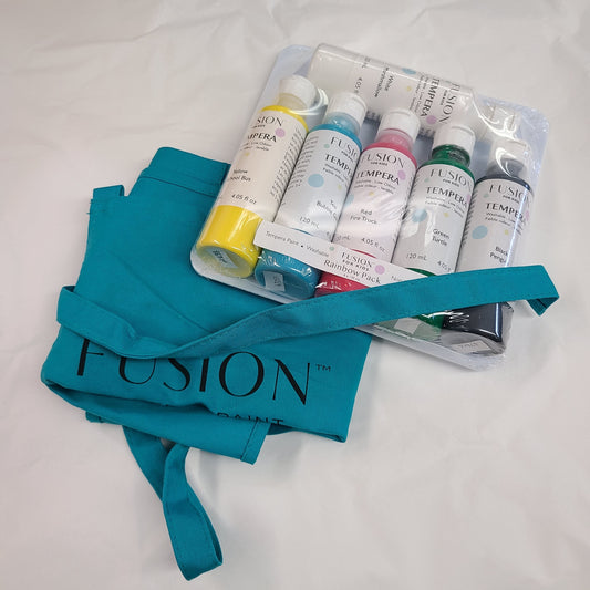 children's finger paints and apron
