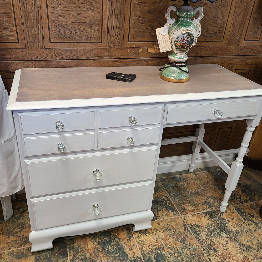 Desk updated with Fusion Mineral Paint and New Knobs - Regained Relics