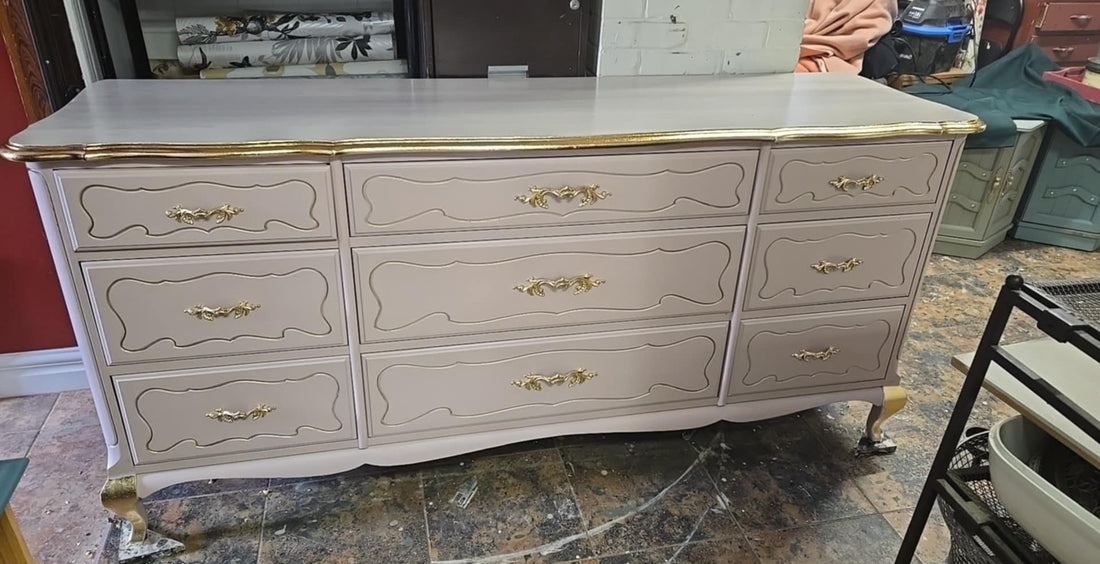 Large Vintage Dresser Gets Blinged Up For A Client - Regained Relics