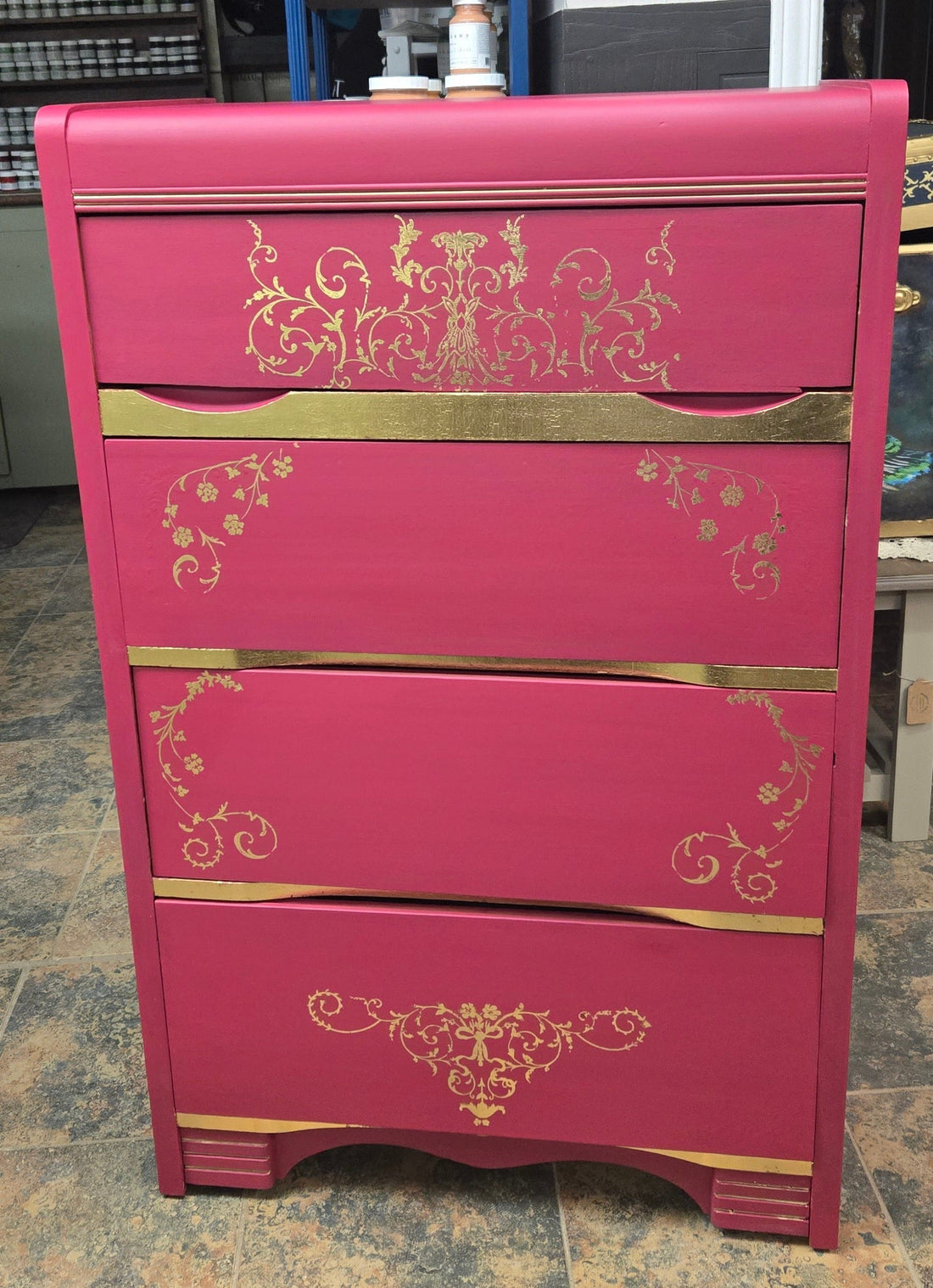 💗 Pretty in Pink: A Graceful Dresser Makeover With Gold Accents - Regained Relics