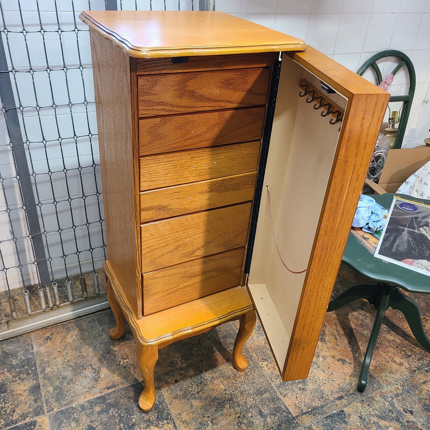 Oak Jewelry Armoire Makeover 