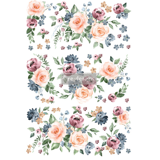 Redesign with Prima Watercolor Bloom Decor Transfer