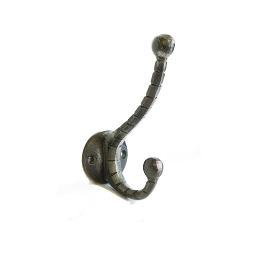 Ribbed Double Hook Antique Metal