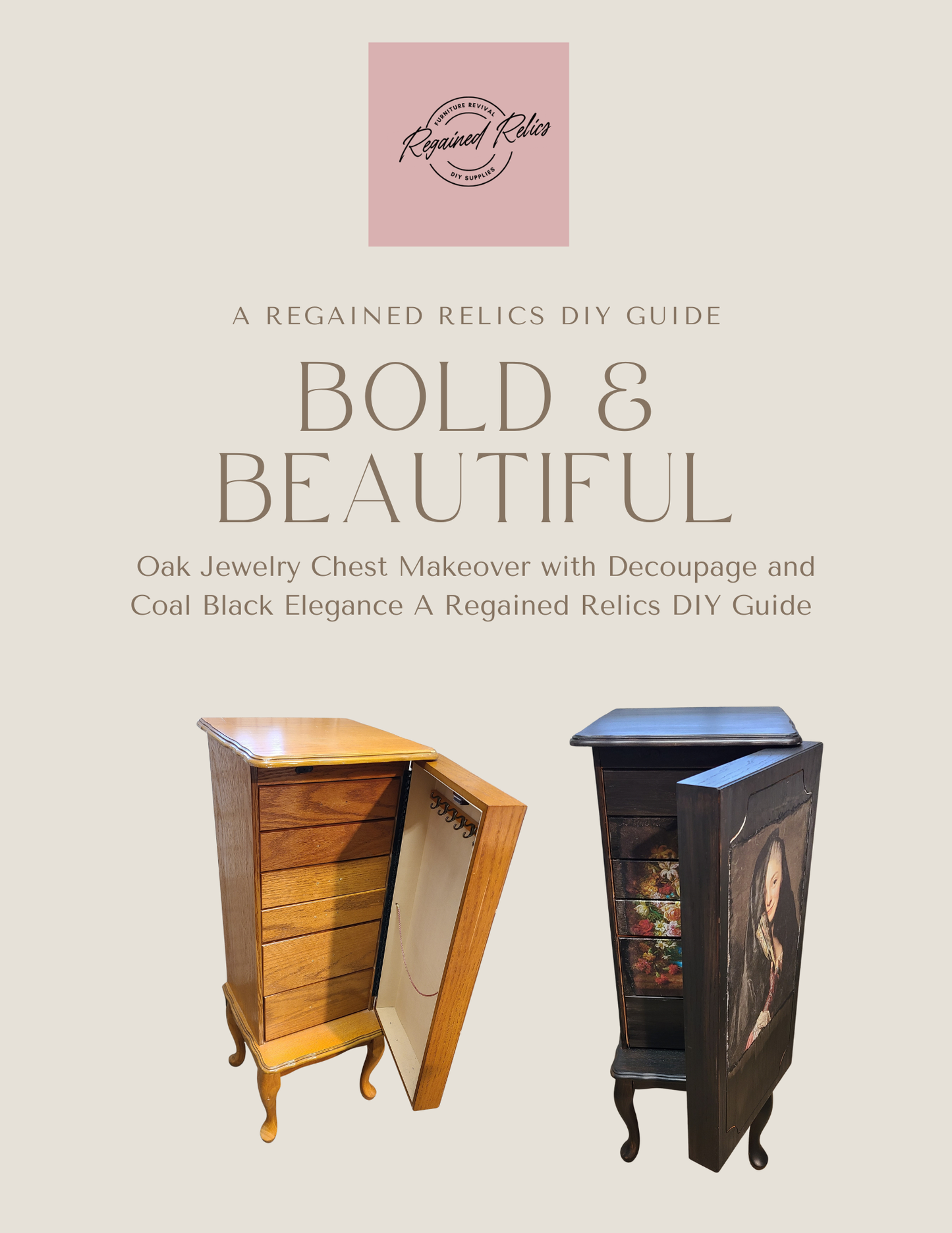 Oak Jewelry Armoire Makeover 