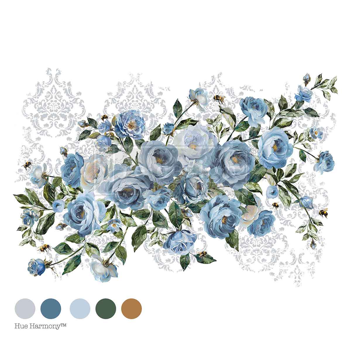 Azure Blooms Flat Decor Transfer - Regained Relics