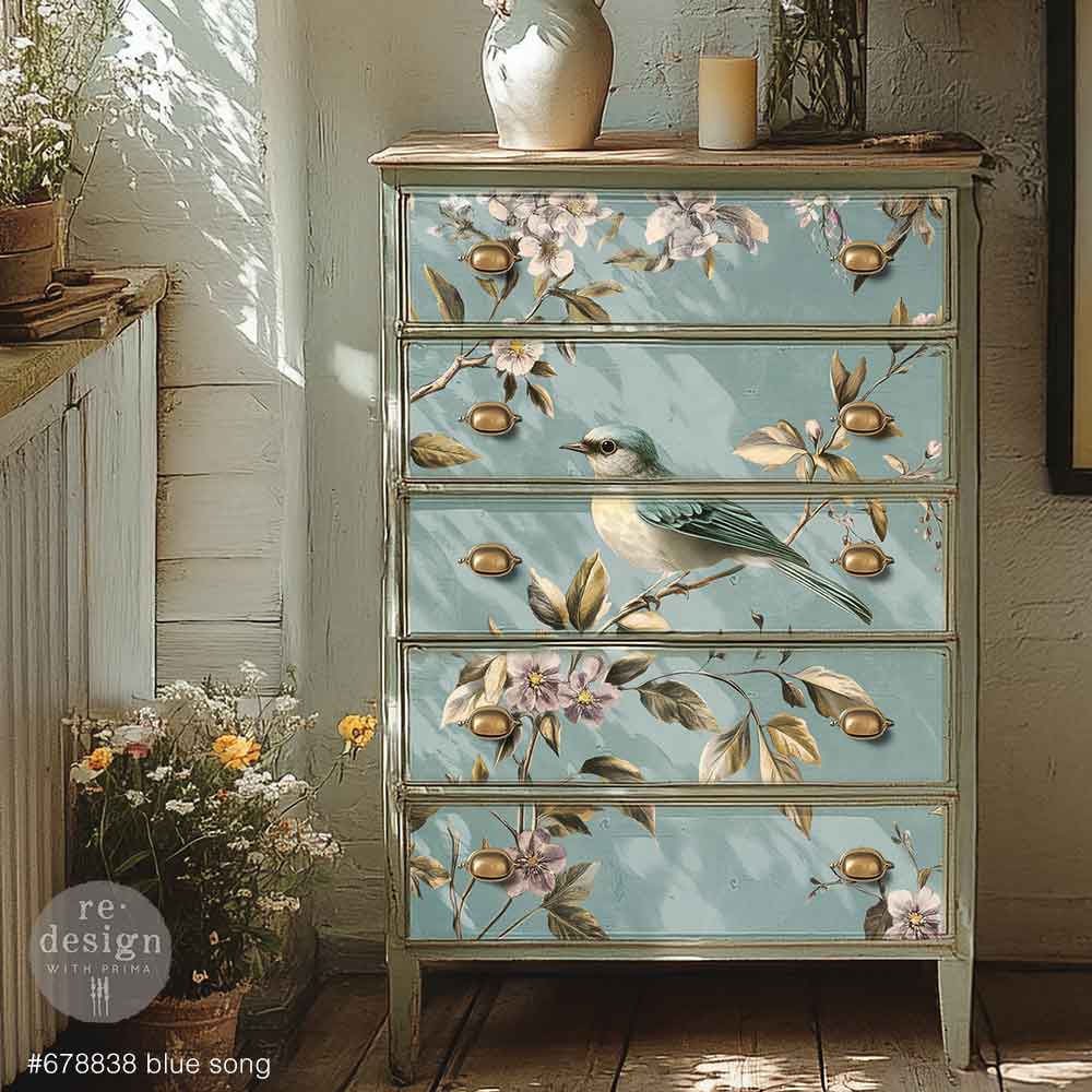 Blue Song Decoupage Paper - Regained Relics