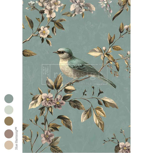 Blue Song Decoupage Paper - Regained Relics
