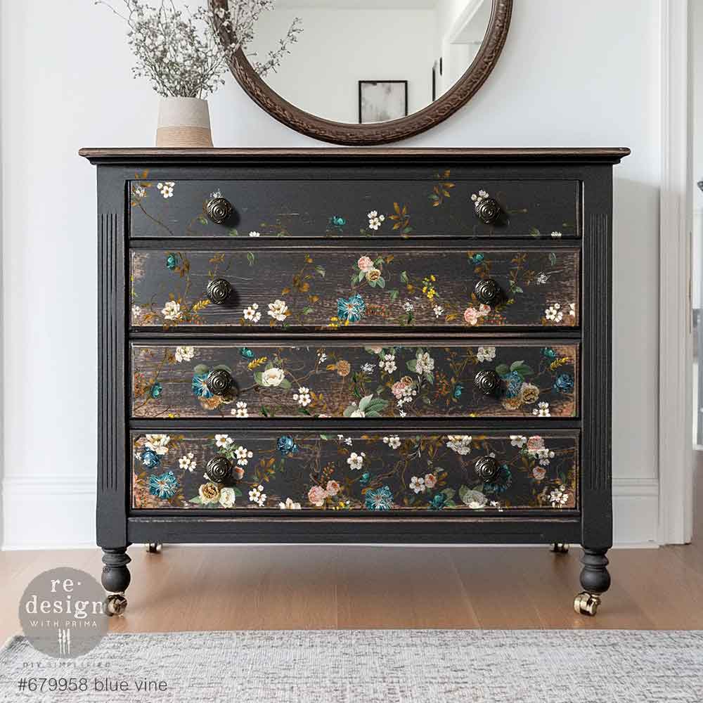 Blue Vine Flat Decor Transfer - Regained Relics