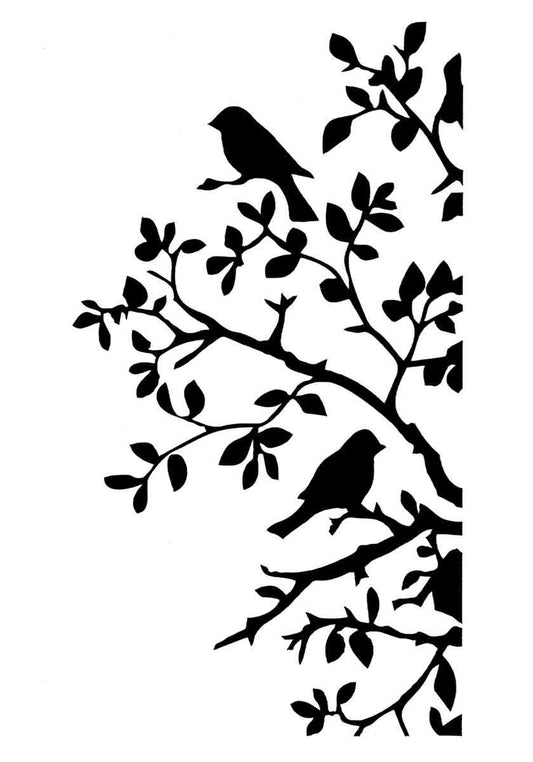 Posh Birds and Bendy Branches Stencil - Regained Relics