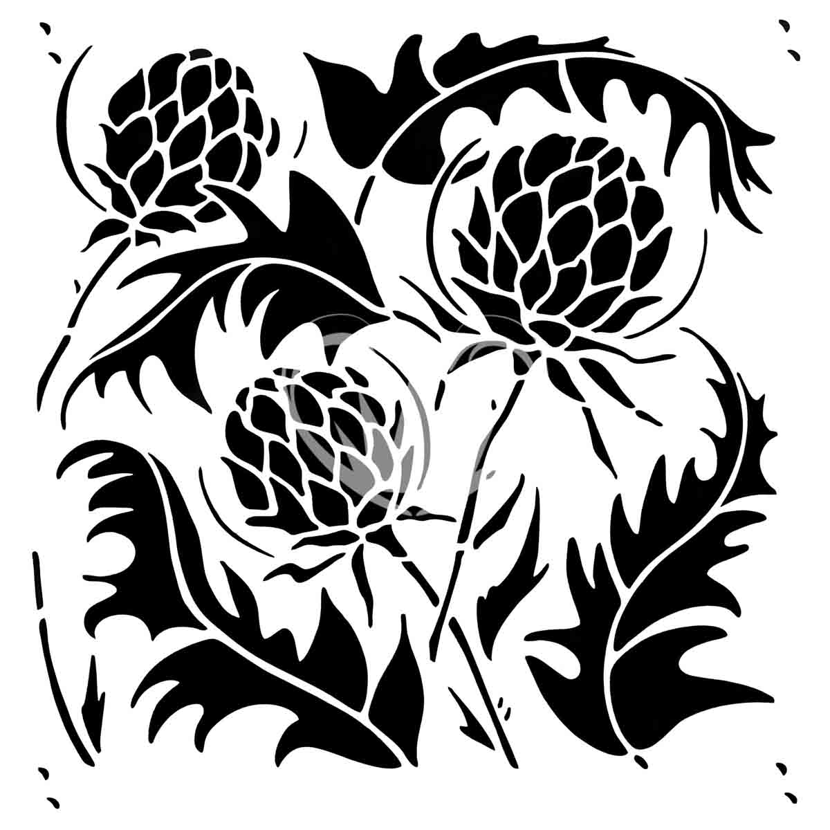 Artichoke and Leaves Posh Chalk Premium Stencil