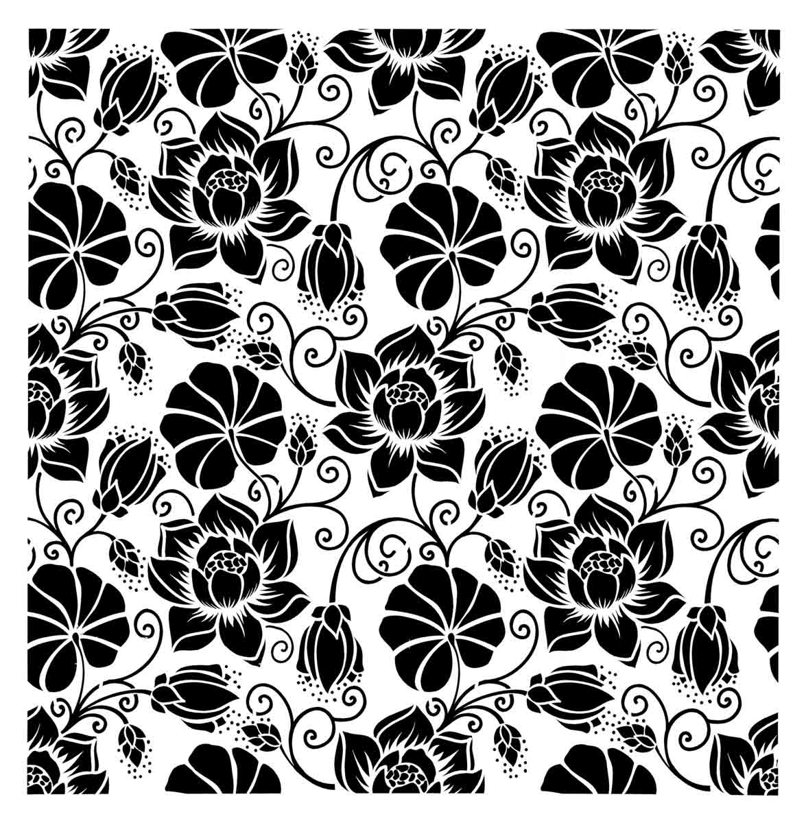 Posh Chalk Water Lily Flowers Stencil - Regained Relics