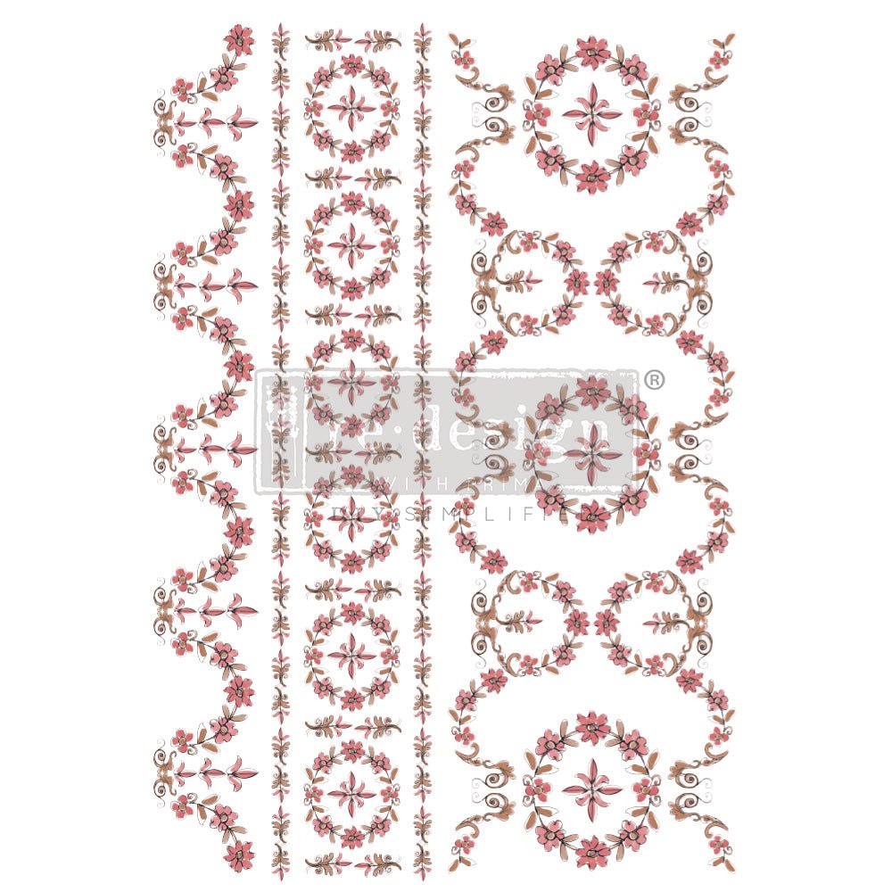 Redesign with Prima Flower Garland Decor Transfer - Regained Relics