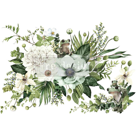 Redesign with Prima Froggy Meadow Greens Decor Transfer - Regained Relics