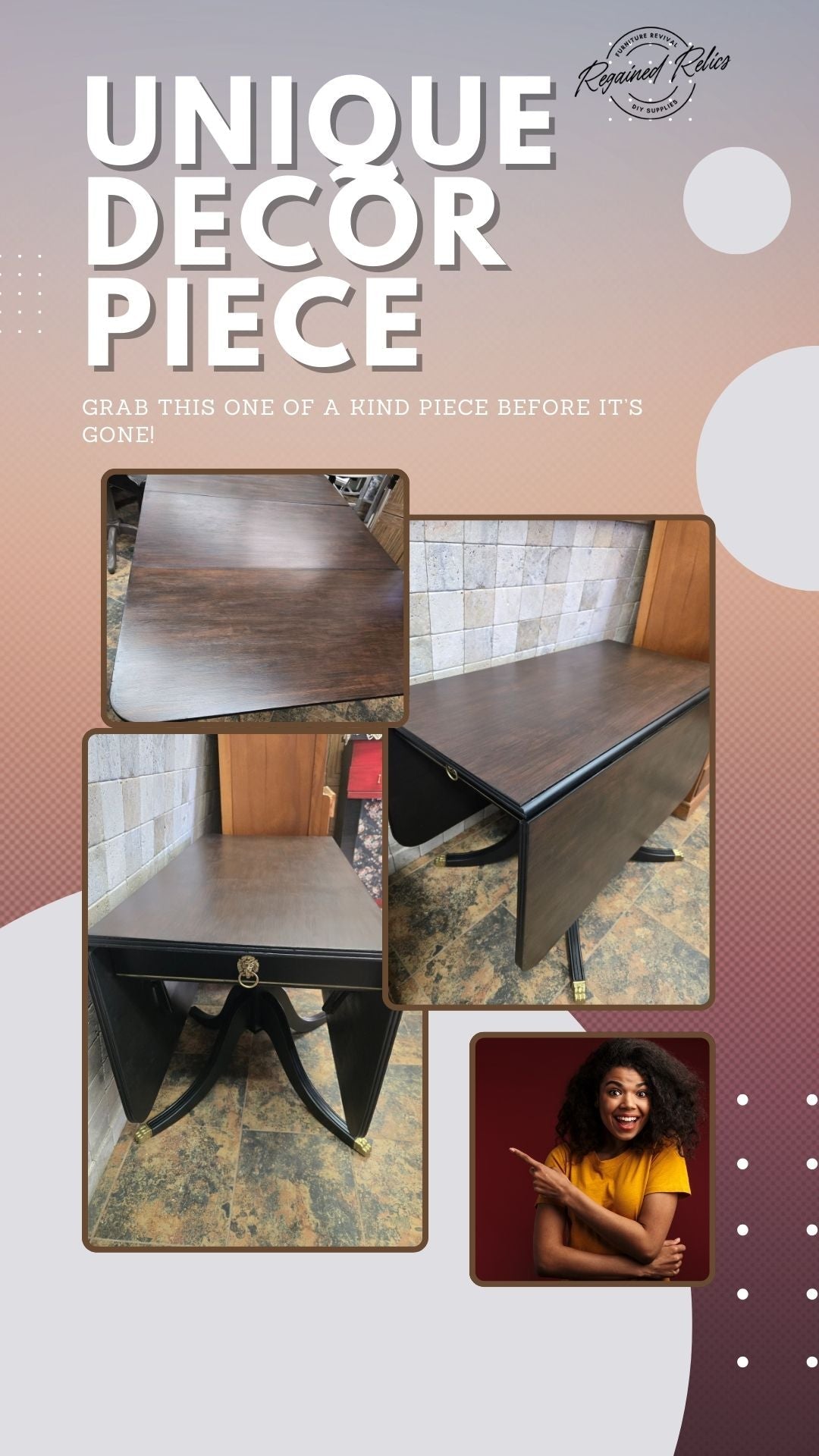 Refinished Duncan Phyfe Replica Drop Leaf - Regained Relics